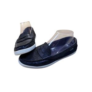 Cole Haan Penny Loafers Womens 7.5 Navy Blue Glitter Sparkle W09709 Slip On